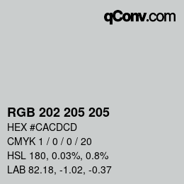 颜色代码: RGB 202 205 205 | qconv.com