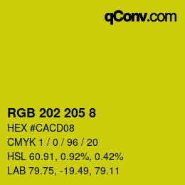 Color code: RGB 202 205 8 | qconv.com