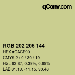 カラーコード: RGB 202 206 144 | qconv.com
