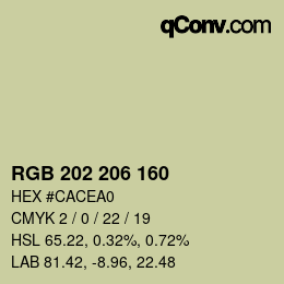 カラーコード: RGB 202 206 160 | qconv.com
