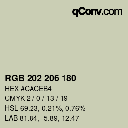 カラーコード: RGB 202 206 180 | qconv.com