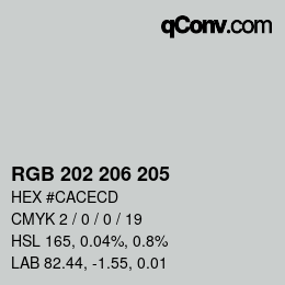 カラーコード: RGB 202 206 205 | qconv.com