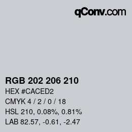 カラーコード: RGB 202 206 210 | qconv.com