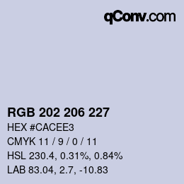 Color code: RGB 202 206 227 | qconv.com