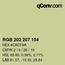 カラーコード: RGB 202 207 154 | qconv.com