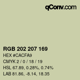カラーコード: RGB 202 207 169 | qconv.com