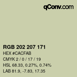 颜色代码: RGB 202 207 171 | qconv.com