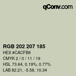 Color code: RGB 202 207 185 | qconv.com