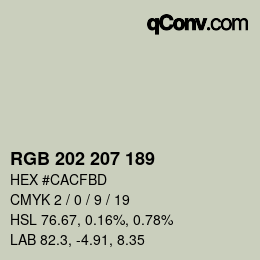 Color code: RGB 202 207 189 | qconv.com