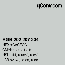 颜色代码: RGB 202 207 204 | qconv.com