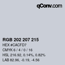 Color code: RGB 202 207 215 | qconv.com