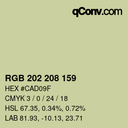 Color code: RGB 202 208 159 | qconv.com