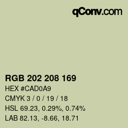 Farbcode: RGB 202 208 169 | qconv.com