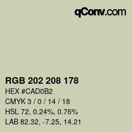 Farbcode: RGB 202 208 178 | qconv.com