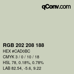 カラーコード: RGB 202 208 188 | qconv.com