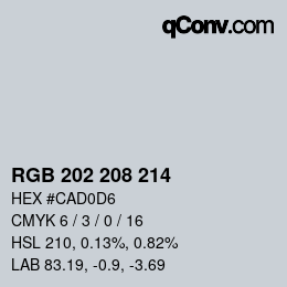 カラーコード: RGB 202 208 214 | qconv.com