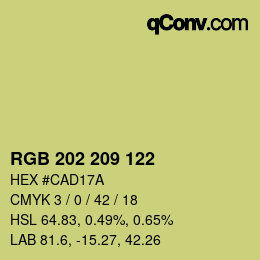 Color code: RGB 202 209 122 | qconv.com