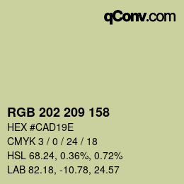 カラーコード: RGB 202 209 158 | qconv.com