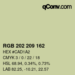 カラーコード: RGB 202 209 162 | qconv.com