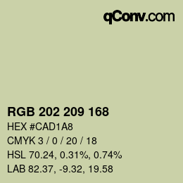 カラーコード: RGB 202 209 168 | qconv.com