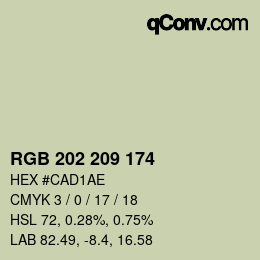 颜色代码: RGB 202 209 174 | qconv.com