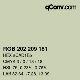 Color code: RGB 202 209 181 | qconv.com