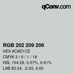 Code couleur: RGB 202 209 206 | qconv.com