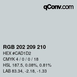 カラーコード: RGB 202 209 210 | qconv.com