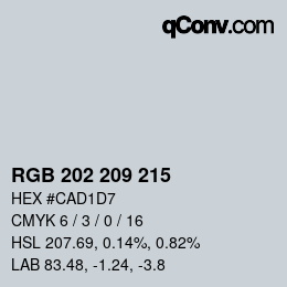 カラーコード: RGB 202 209 215 | qconv.com