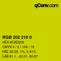 カラーコード: RGB 202 210 0 | qconv.com