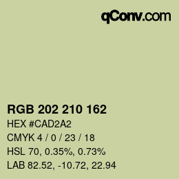 Color code: RGB 202 210 162 | qconv.com