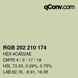 Código de color: RGB 202 210 174 | qconv.com