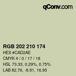 カラーコード: RGB 202 210 174 | qconv.com