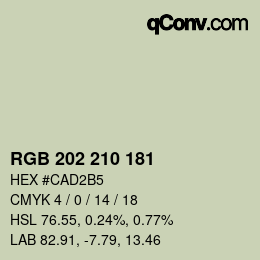 カラーコード: RGB 202 210 181 | qconv.com
