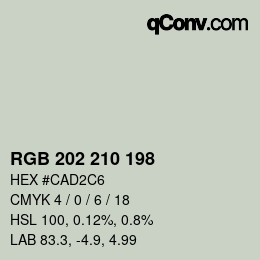Color code: RGB 202 210 198 | qconv.com