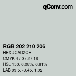 カラーコード: RGB 202 210 206 | qconv.com