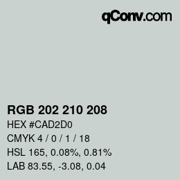 Color code: RGB 202 210 208 | qconv.com