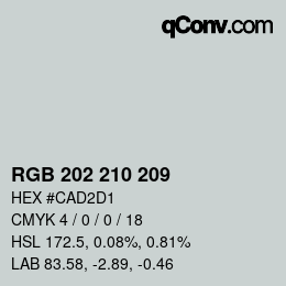 カラーコード: RGB 202 210 209 | qconv.com