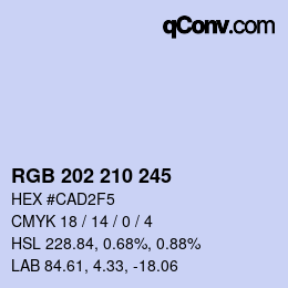 Color code: RGB 202 210 245 | qconv.com