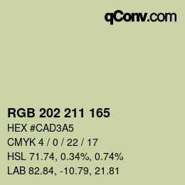 カラーコード: RGB 202 211 165 | qconv.com