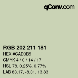 Color code: RGB 202 211 181 | qconv.com