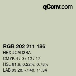 Color code: RGB 202 211 186 | qconv.com
