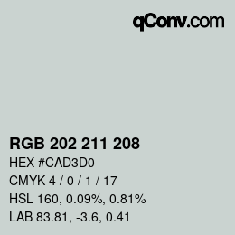 カラーコード: RGB 202 211 208 | qconv.com