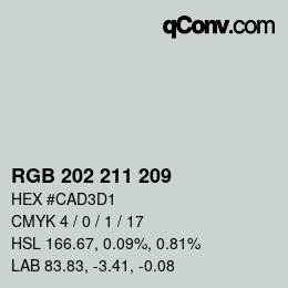 Color code: RGB 202 211 209 | qconv.com