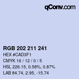 Color code: RGB 202 211 241 | qconv.com
