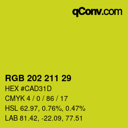 Color code: RGB 202 211 29 | qconv.com