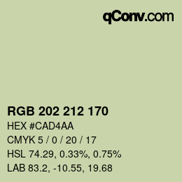 Color code: RGB 202 212 170 | qconv.com