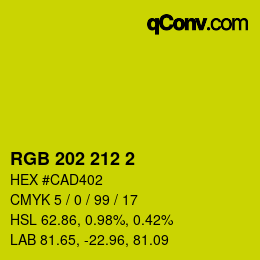 カラーコード: RGB 202 212 2 | qconv.com