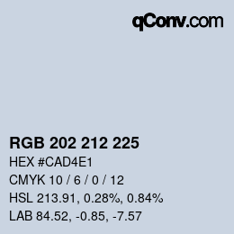 カラーコード: RGB 202 212 225 | qconv.com