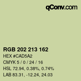 カラーコード: RGB 202 213 162 | qconv.com